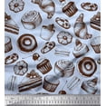 thumbnail image 1 of Soimoi Crepe Silk Fabric Cupcake,Donut & Cookies Food Print Sewing Fabric Yard 42 Inch Wide, 1 of 1