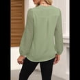 thumbnail image 4 of Blusas Elegantes e Informales para Mujer, con Mangas Largas Transparentes y Cuello en V, Holgadas y Vaporosas de para el Trabajo y la Oficina. Verde S, 4 of 9