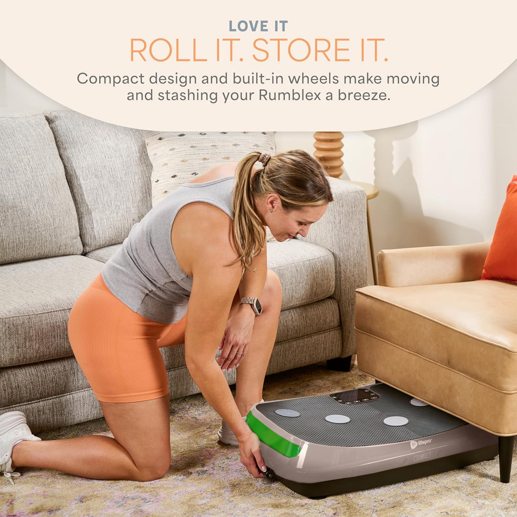 Lifepro Rumblex 4D Vibration Plate Exercise Machine – Triple Motor Whole Body Vibrating Platform for Weight Loss, Recovery & Fitness – Advanced 4D Vibration Plate Machine - Brown