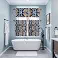 thumbnail image 3 of Morocco Orange Kitchen Curtains Sets for Windows 24 Inch Length, Blue Boho Retro Flower Pattern Abstract Rod Pocket Window Treatments Tier Curtains and Valances Set for Bedroom/Bathroom, 3 of 8