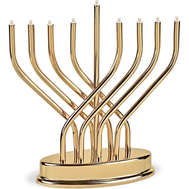 Aviv Judaica LED Battery-Operated Menorah, Brass photo 5
