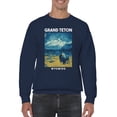 thumbnail image 2 of Night Grand Teton Bison Graphic Men's Navy Sweatshirt, 2 of 3