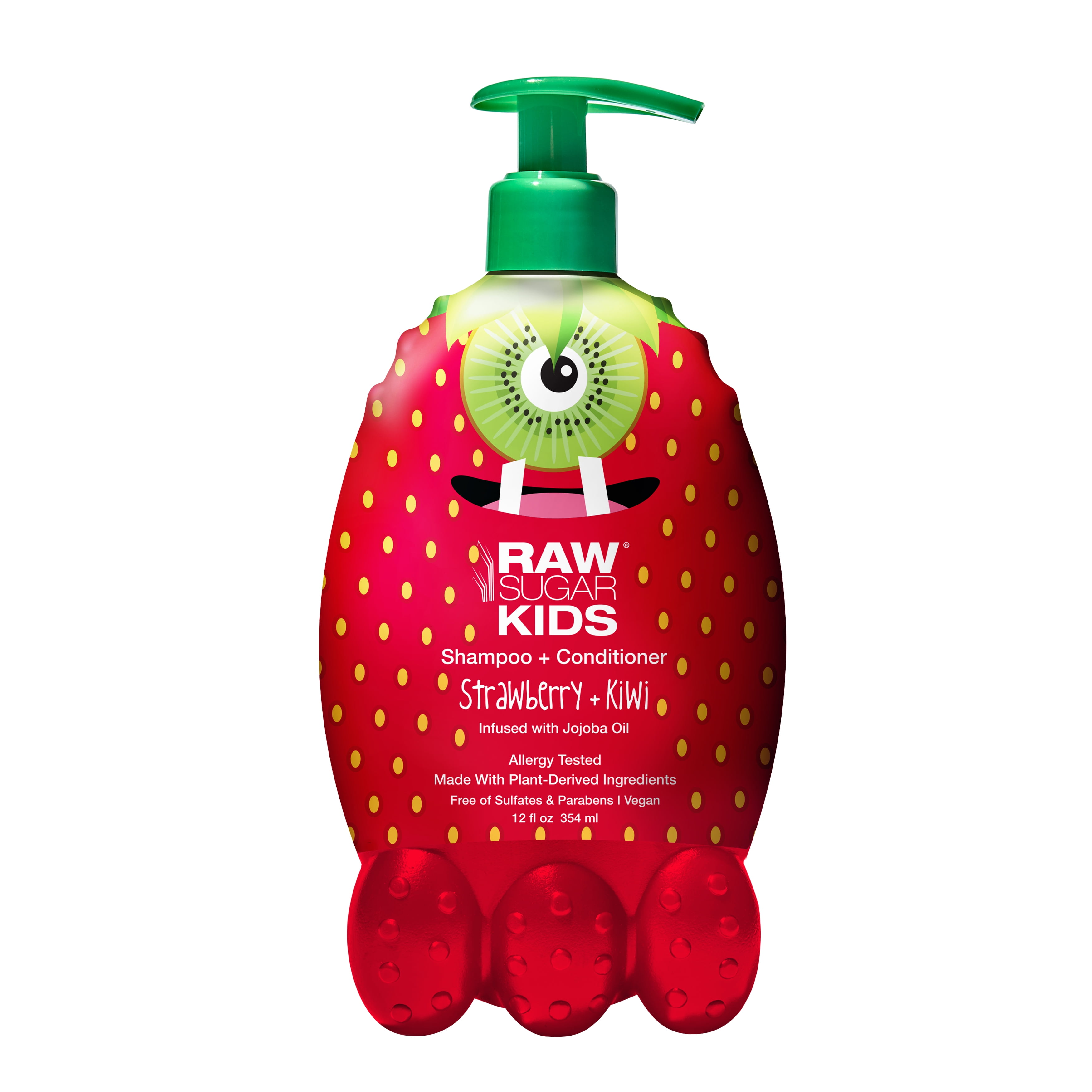 Raw Sugar Kids 2-in-1 Shampoo and Conditioner with Strawberry and Kiwi, 12 fl oz