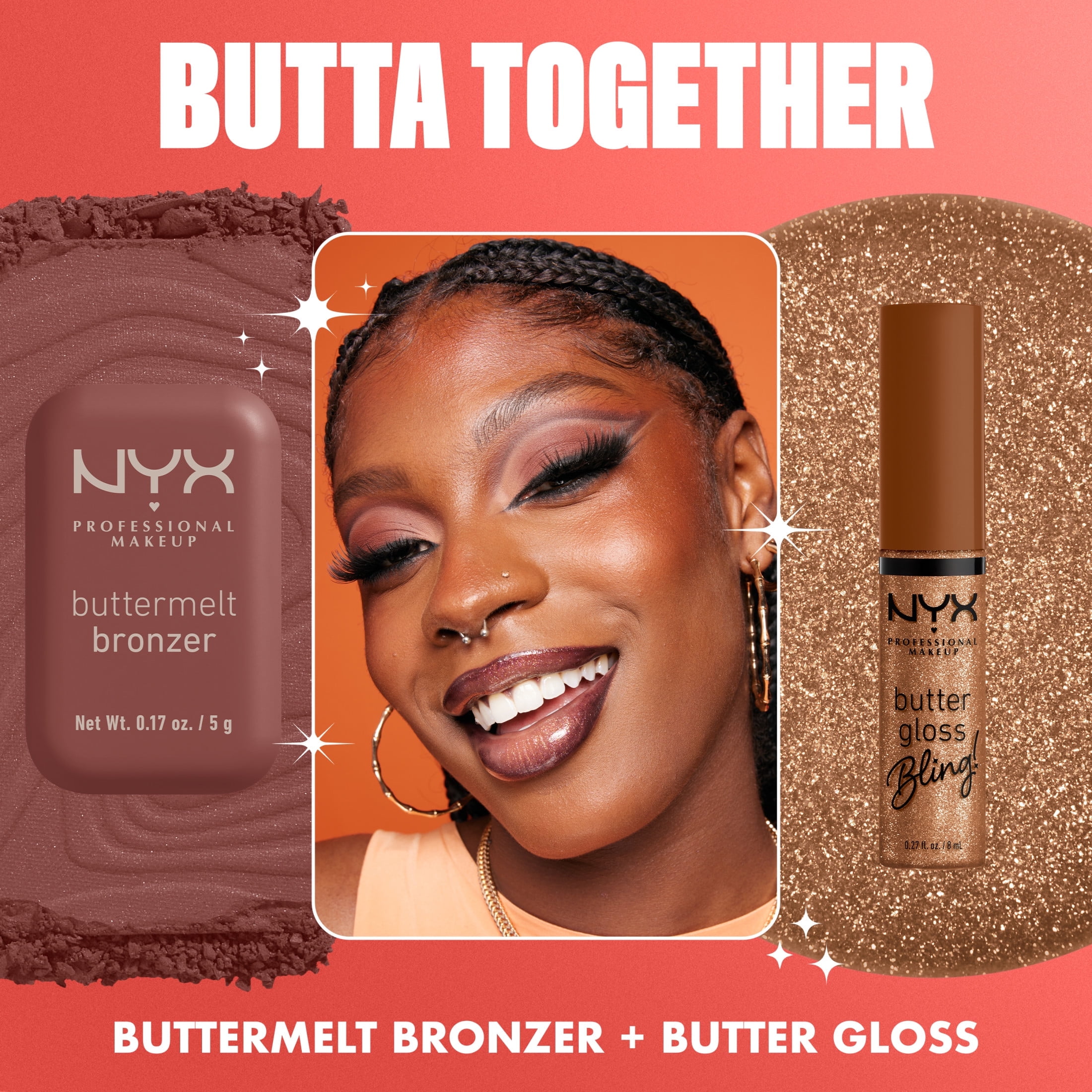NYX Professional Makeup Butter Butter Gloss Bling Non Sticky Lip Gloss, Bring The Bling, 0.27 fl oz