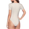 thumbnail image 4 of Daiia Minimalist Crosshatch Dots print Women's Crew Neck Short Sleeve Bodysuit Fashion Tops Fit Casual Basic Extender Bodysuit-Large, 4 of 9