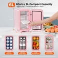 thumbnail image 4 of Mini Fridge, 6 Liter/8 Can 110V AC/DC Portable Thermoelectric Cooler Refrigerators for Bedroom, Skincare, Beverage, Office, Dorm Room and Car, Pink, 4 of 9