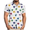 thumbnail image 1 of Blusa y camisa de manga corta con cuello vuelto para hombre, blusa informal de moda con cuello vuelto, blusa estampada de manga corta con botones, blusa de poliéster para hombre, 1 of 6