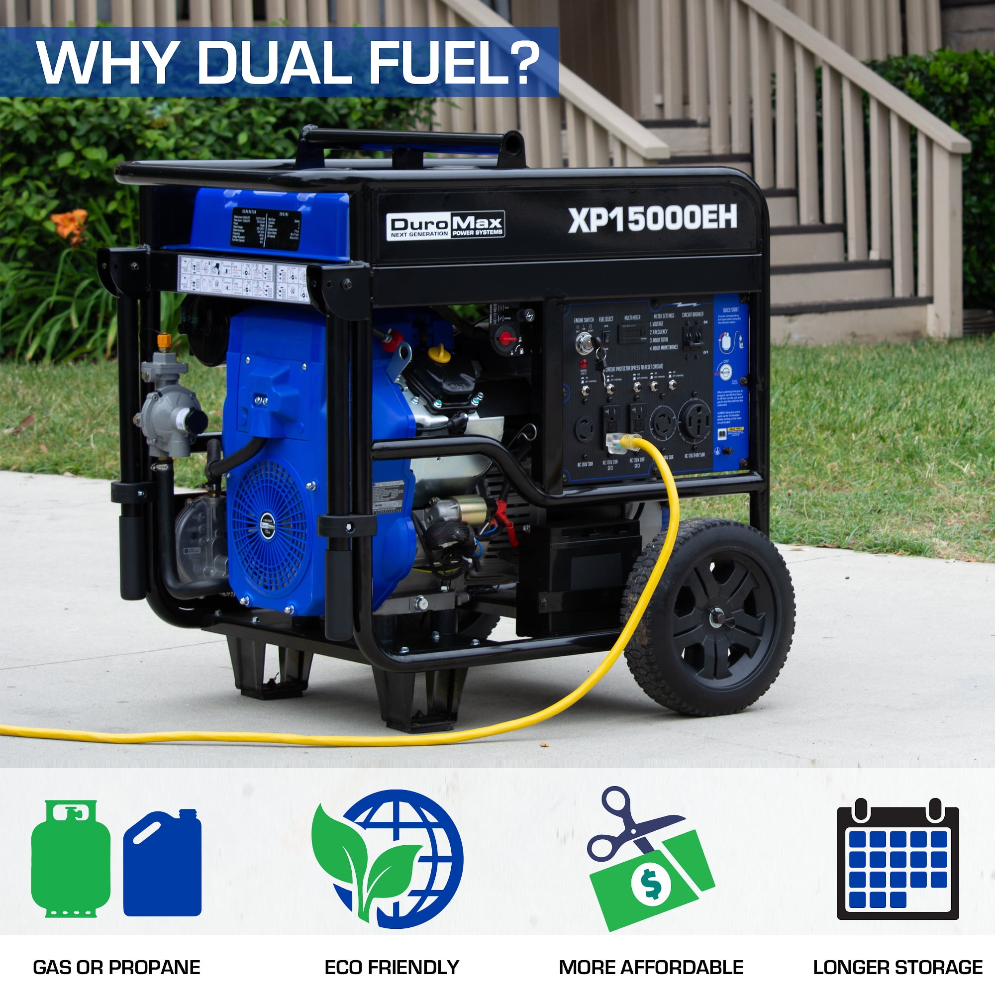 Buy DuroMax XP15000EH 15,000 Watt Portable Dual Fuel Gas Propane