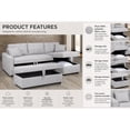 thumbnail image 4 of Brassex Amanda Reversible Storage Sectional Sofa with Storage Ottoman and Accent Pillows, Grey, 4 of 11