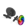 thumbnail image 2 of PhooArto Men's Classic Stainless Steel, Colorful Rainbow Swirl Cufflinks Business Wedding Shirts, Black, 2 of 6