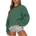 thumbnail image 2 of Oversized Sweatshirt For Women Loose Fit Pullover Tops Crewneck Fall Outfits Winter Clothes 2026 Long Sleeve Fleece Lined Pullover Tops Dark Green S, 2 of 6