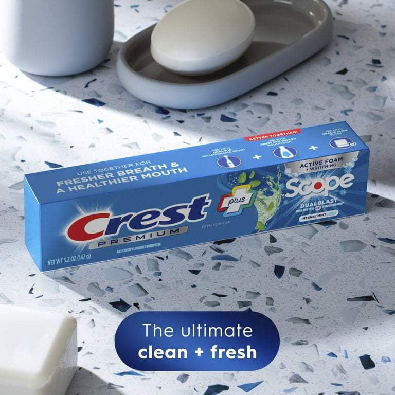 Crest Premium Plus Scope Dual Blast Toothpaste, Mint Flavor, 5.2