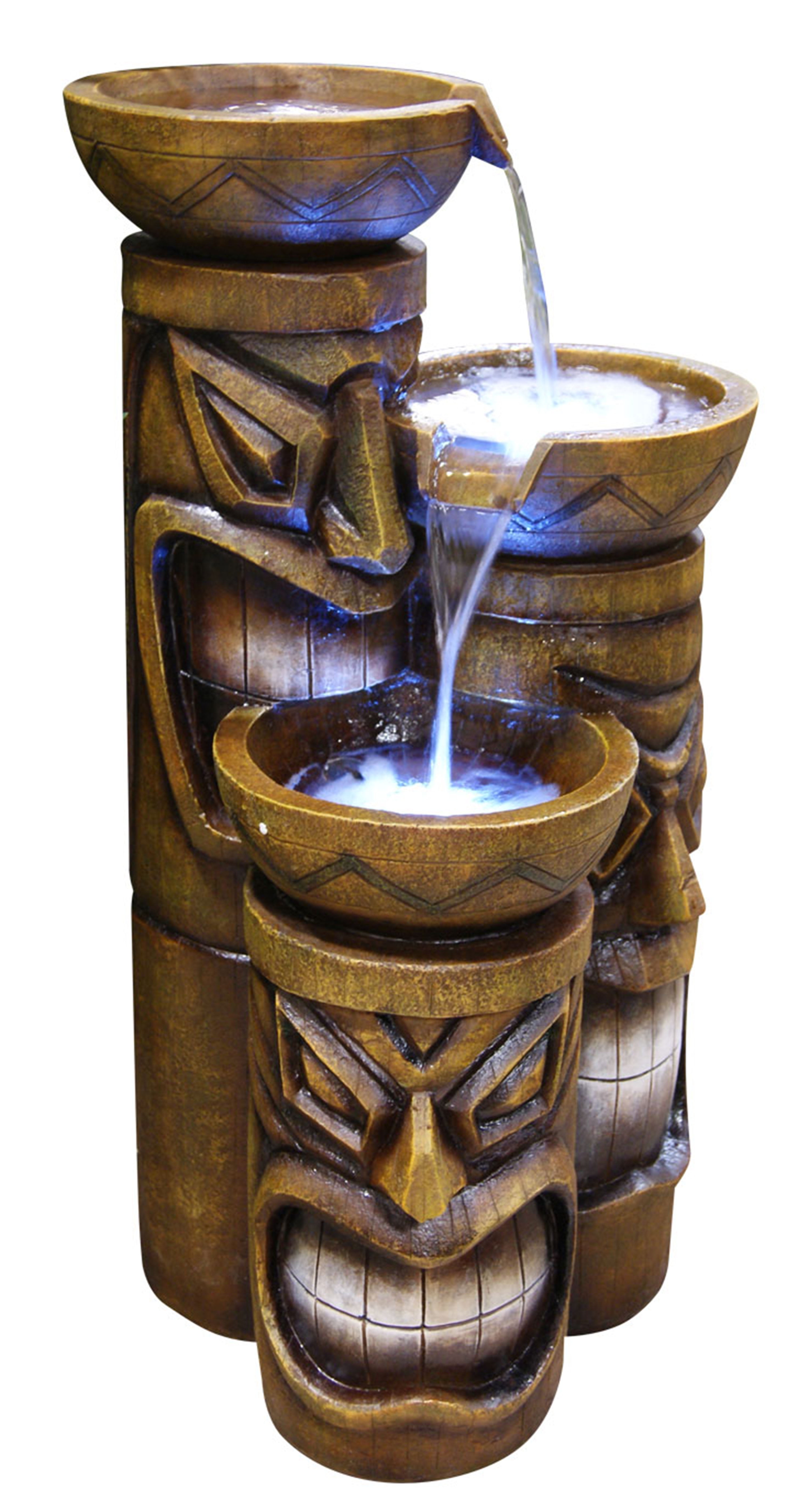 Outdoor Decor 29 Inch Tall Alpine Tiki Three Bowl Cascading