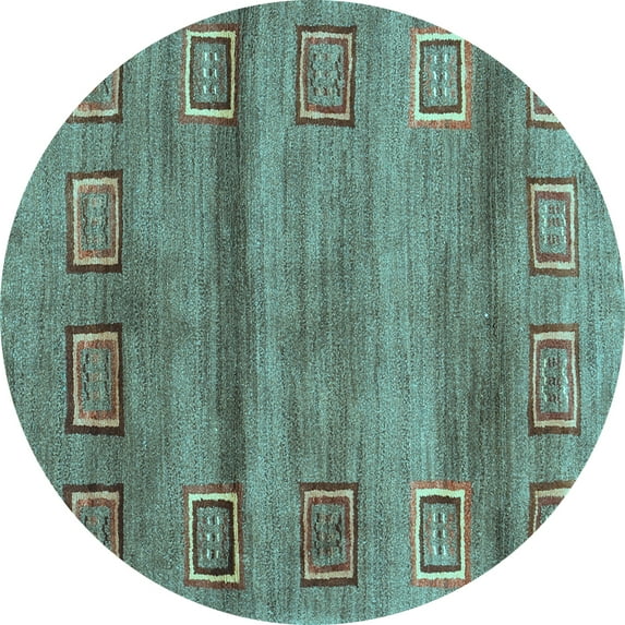 Ahgly Company Indoor Round Abstract Light Blue Contemporary Area Rugs, 8' Round