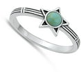 thumbnail image 4 of CHOOSE YOUR COLOR Simulated Turquoise Star Ring .925 Sterling Silver Band Blue CZ Female Size 6, 4 of 4