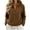 #399-Brown, variant on Womens Stand Collar Half Zip Jacket with Pocket, Solid Long Sleeve Casual Top, Cozy Fleece Winter Outerwear for Daily Wear