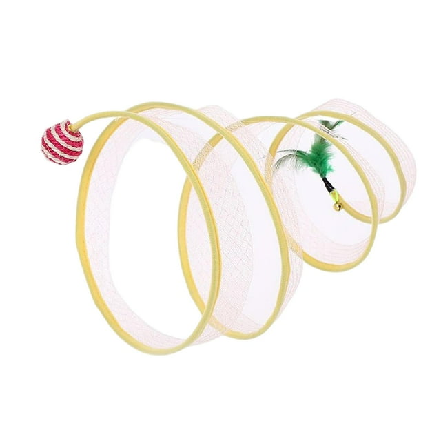 para Gatos, Juguete Plegable para Mascotas con Juguete de Plumas, Animales Pequeños, Tienda de Juegos Portátil para Conejos, Gatitos, Suministro Redondo de sisal Yinane Gato Túnel