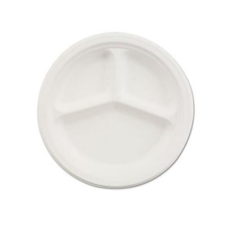 Chinet Paper Dinnerware, 3-compartment Plate, 10-1/4" Diameter, White HU...