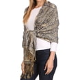 thumbnail image 4 of Sakkas Kalin Long Wide Woven Patterned Fringe Tassel Pashmina Shawl / Scarf - Black - One Size Regular, 4 of 5