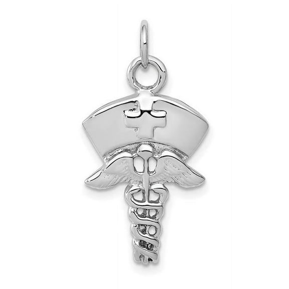 14k White Gold Polished Nurse Symbol Pendant