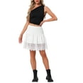 thumbnail image 2 of INSPIRE CHIC Women's Skirt Lace Patchwork Elastic Waist Above Knee Tiered Skirt XS White, 2 of 6