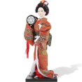 thumbnail image 1 of Japanese Geisha Kimono Doll for Decor Resin Wood Plastic Orange Color 3.5 Inches, 1 of 4