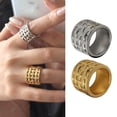 thumbnail image 3 of Misright Elegant Hollow Grid Design Couple Rings Gold/Silver Plated Fashion Jewelry, 3 of 13