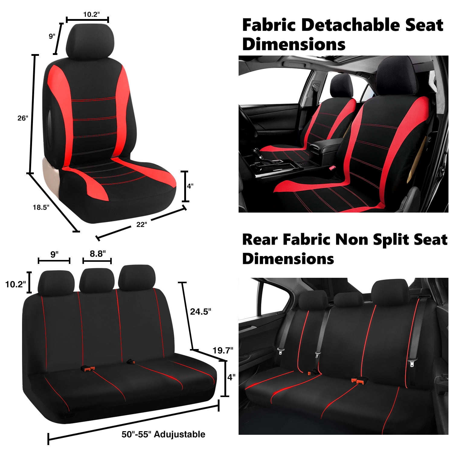 TIANLAIMEI Full Set Car Seat Covers with Steering Wheel Cover and Seat Belt Shoulder Protector Set, Automotive Seat Cushion Car Accessories Fits Most Cars