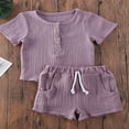 thumbnail image 3 of Unisex Baby Solid Color  Neck Short Sleeve Tee Shorts Set, 3 of 6