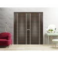 thumbnail image 3 of Sliding Closet Double Bi-fold Doors | Planum 0310 Chocolate Ash with Frosted Glass | Sturdy Tracks Moldings Trims Hardware Set | Wood Solid Bedroom Wardrobe Doors, 3 of 5