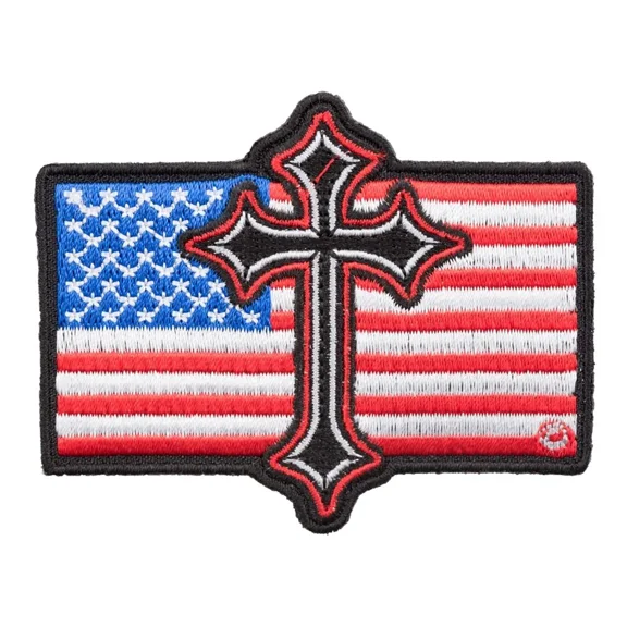 Black Cross American Flag Patch, Patriotic US Flag Patches
