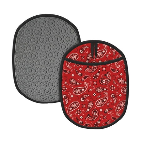 

Matuu Red Paisley Floral for Non Slip Pot Holder for Kitchen Baking and Cooking Silicone Pot Mat Mitten With Hanging Loop Heat Resistant 7.5 x 9.4 Inches