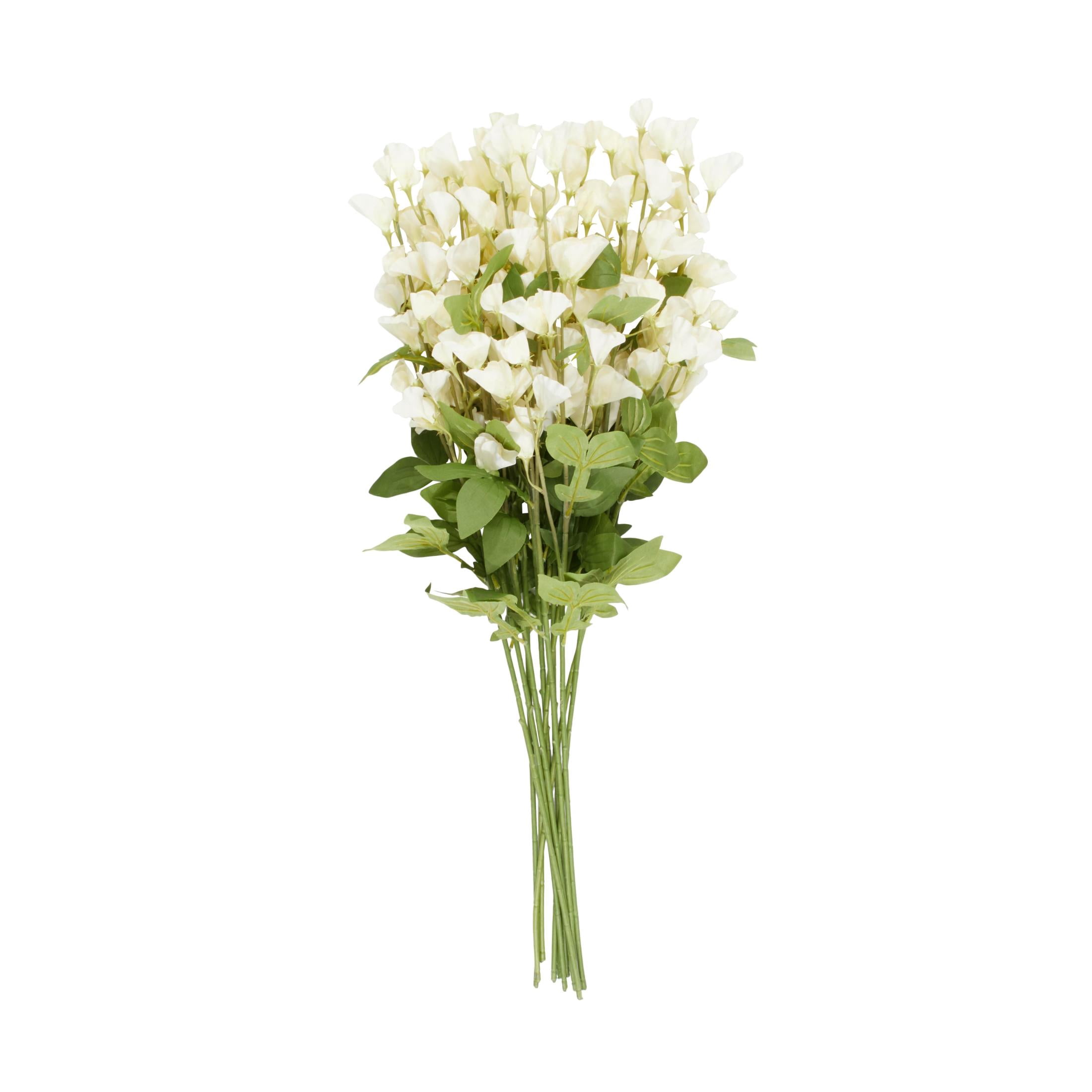 35" Plastic Floral Tall Sweet Pea Artificial Flower Stem, by DecMode (12 Count)
