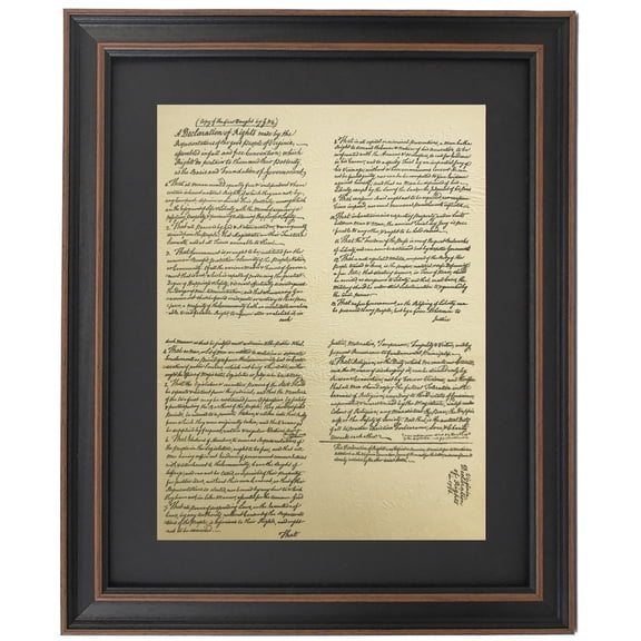 Framed Virginia Declaration of Rights by George Mason. Replica Prints by Patriot Gear Company