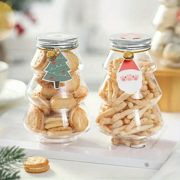 Christmas Tree Plastic Candy Jar Christmas Favor Candy Boxes Chocolate Treat Party Favor Jar Container Holders for Party Decoration Gift