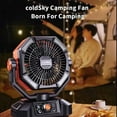 thumbnail image 5 of coldSky 20000mAh Camping Fan With Dual Motor , Battery Operated Fan With 4 LED Lantern, 8 Speeds Desk Fan With Remote, Portable Outdoor Fan With Hook For Tent, Power Outages, Jobsite, 5 of 10