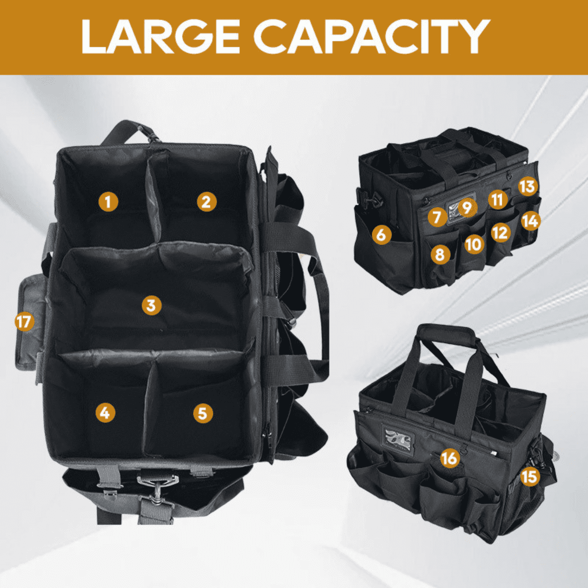 SpaceMuse Large Wearable Tool Organizer Bag, with Multiple Pockets & Sturdy Handles, Multifunctional for Cleaning Supplies & Tools&nbsp;for House & Bathroom