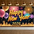 thumbnail image 3 of Colorful Balloons Happy New Year Banner Fireworks 2026 New Year Display Golden Letters City New Year Backdrop for New Year Party Holiday Celebration Family Gathering, 3 of 9