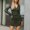 Green, variant on asdoklhq Winter Dresses for Women 2025 Women's Long Sleeved V-neck Casual Solid Color Versatile Lace Dress Green 2X