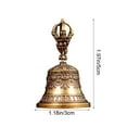 thumbnail image 3 of Brass Vajra Bell Ornament, Antique Style Small Copper Brass Bell Pendant Exquisite Metal Craft Decorative Bell for Home Meditation Room Desk Display Classic Ornament, 3 of 6