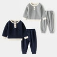 thumbnail image 4 of AJZIOJIRO Baby Kids 2Pcs Spring Fall Sweatshir Outwear for Boys,1-8Y Toddler Long-Sleeved Pullover Sweatsuit Pants Set Kid Solid Color Crewneck Casual Clothes Set, 4 of 8