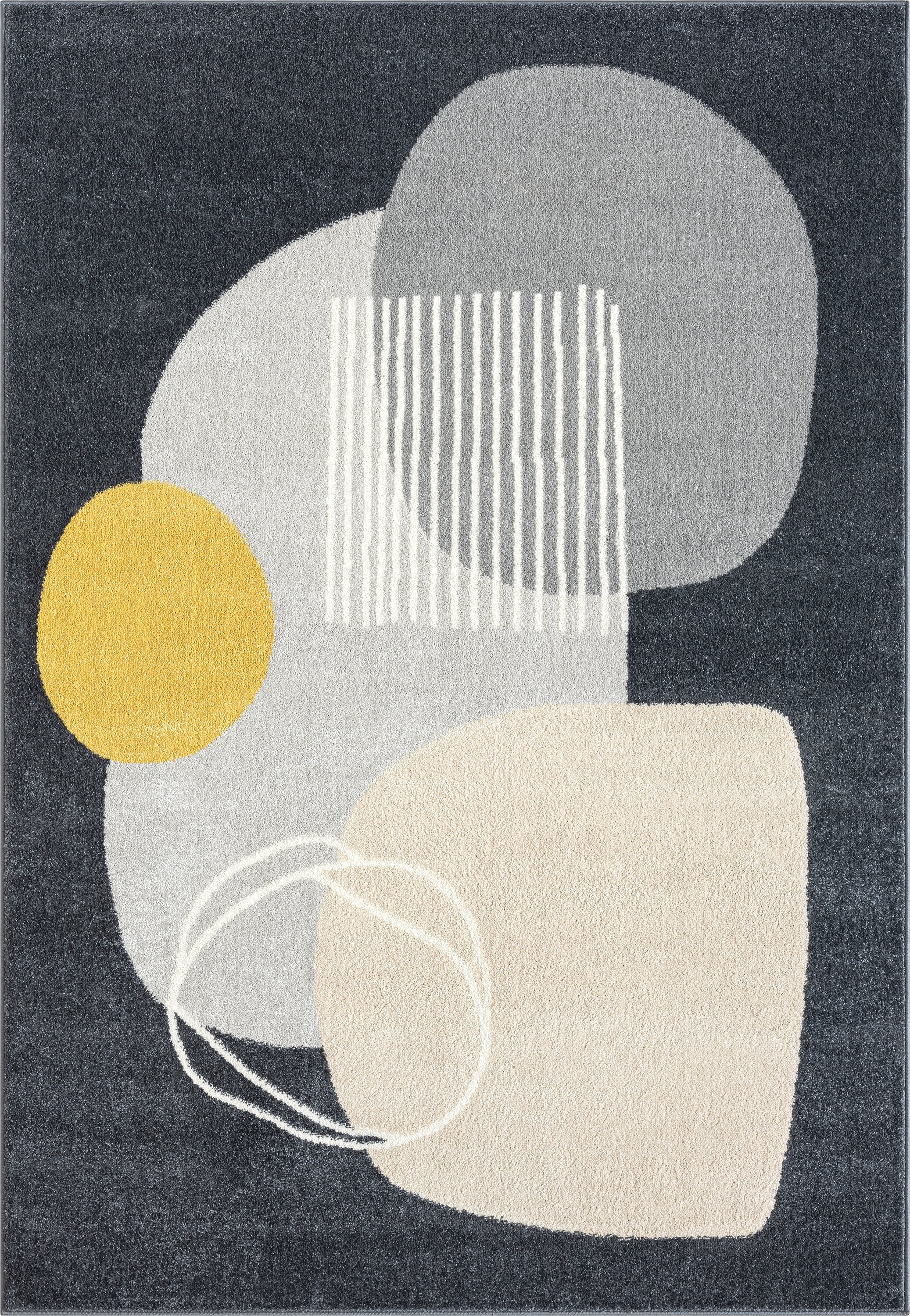 Abani Deco Collection Area Rug Mid Century Modern Bedroom Living Room Decor Floor Rug 6 x 9 Cream Dark Grey