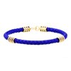 Arista Men's Bracelet in Blue Leather Gold Plated Solid Stainless Steel, 8.5"