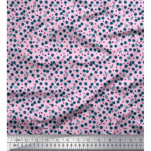Soimoi Japan Crepe Satin Fabric Flower Artistic Decor Fabric Printed Yard 42 Inch Wide