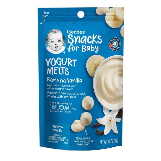 Melts Gerber Melts de Yogurt de platano vainilla en Bolsa 28 gr