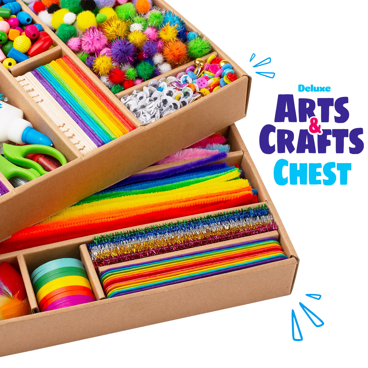 Blue Squid Arts and Crafts for Kids - 3000+ Piece Deluxe Craft Chest - Kids  Art Supplies Craft Box 