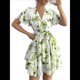 thumbnail image 2 of Vestidos de Verano para Mujer, con Estampado Floral, Escote en V y Volantes, Estilo Informal de , Vestido Fluido y Cruzado para Verde M, 2 of 8