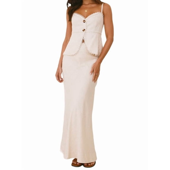 Women Two Piece Outfits Skirt Set Button Down Vest Short Skort Crew Neck Summer Business Casual Suit White M