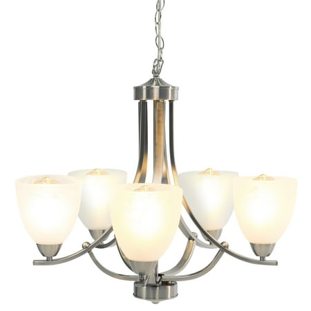 - Best Choice Products 22in 5-Light Contemporary Chandelier Pendant Lighting Fixture for Home, Kitchen - Brushed Nickel