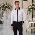 thumbnail image 2 of AZoiNM Men's Embroidered Long Sleeve Casual Shirt Loose Fit Button Down Polyester Top, 2 of 11